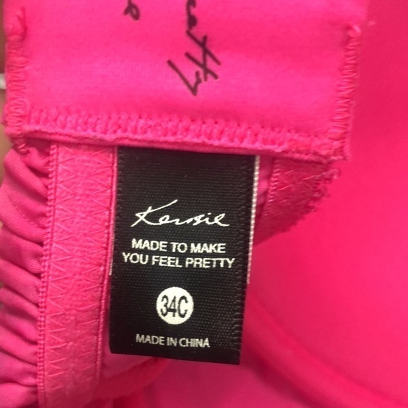 Kensie Bright Pink Sequin and Ruffle Bra Size 34C - Picture 13 of 15
